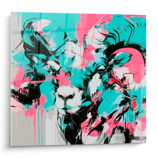 Cuadro de Aries turquesa y rosa disco lleno círculo rosado lleno - Edición Aries