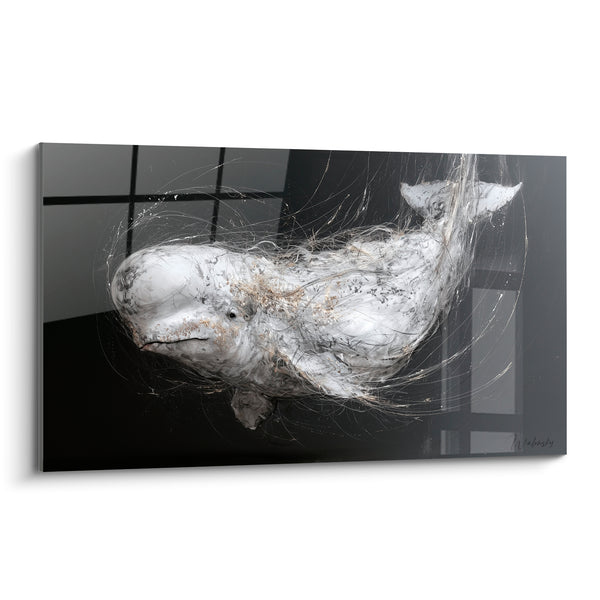 Leinwand Beluga weiß und grau verschlungene Filamente - Netzwerk aus Fasern - Edition Beluga