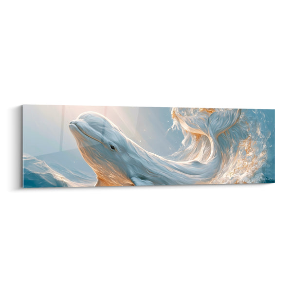 White and Grey Beluga Painting with Piercing Sun Rays - Light Breakthrough - Beluga Edition