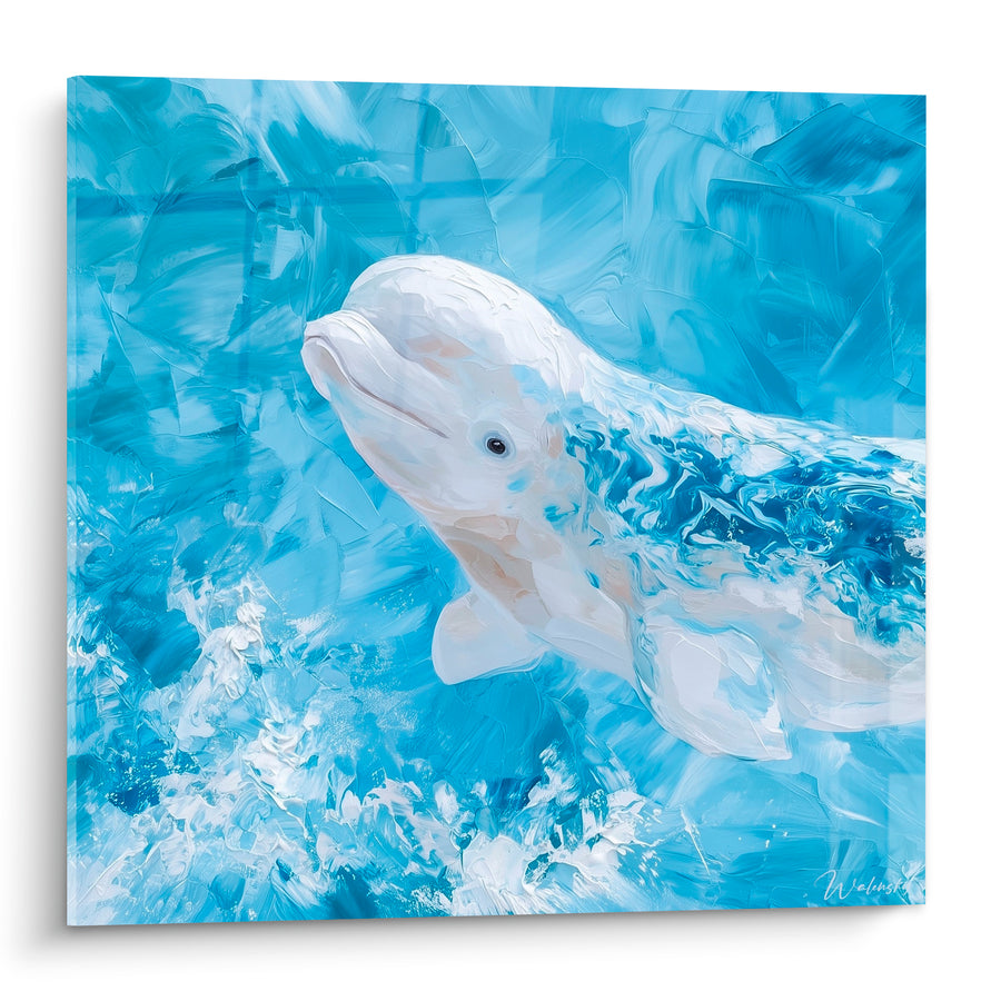 Tableau Beluga blanc immaculé eaux bleu turquoise - Souffle des glaces - Edition Beluga