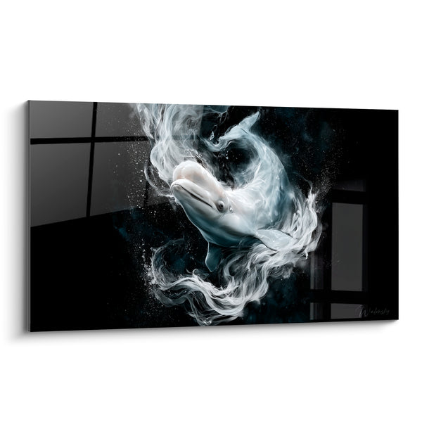 Leinwand Beluga Weiß Anthrazit Rauchwirbel - Geist der Tiefsee - Beluga Edition