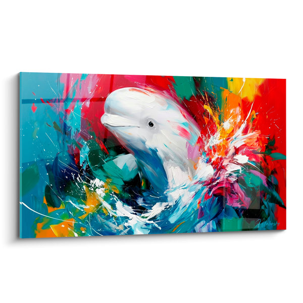 Leinwand Beluga weiß und rot, sprudelnde Multicolor-Explosionen - Chromatisches Feuerwerk - Edition Beluga