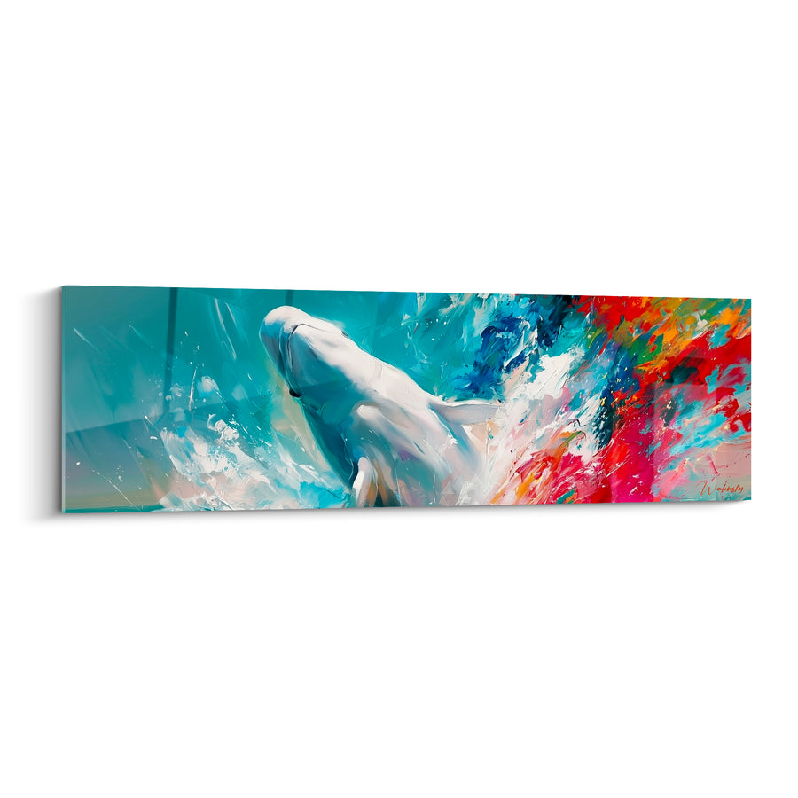 Tableau Beluga blanc et rouge feu d'artifice chromatique - Explosion de couleurs - Edition Beluga