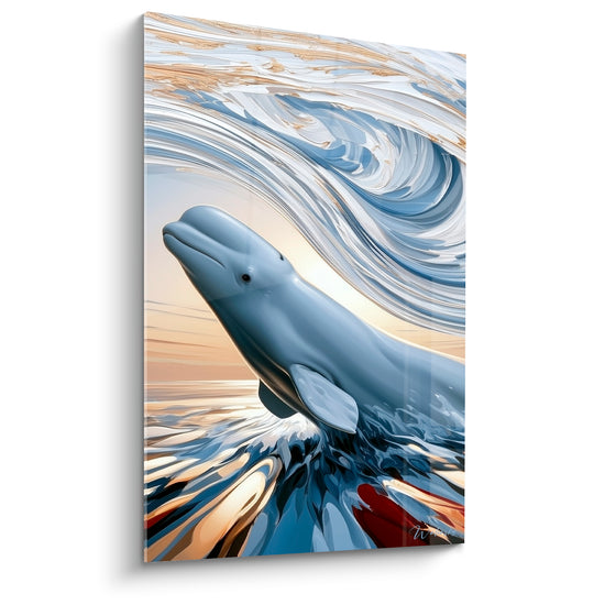 Beluga Blue Slate and Gold Emerging from the Waves - Reach for the Light - Beluga Edition