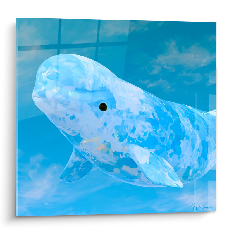 Tableau Beluga bleu ciel et blanc mosaïque de nuages - Reflets vitrés - Edition Beluga