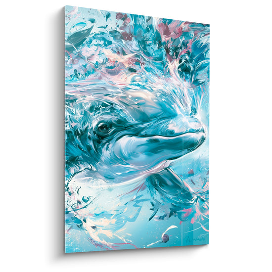 Beluga Blue Glacier and Mauve Petals Scattered Painting - Floral Squall - Beluga Edition