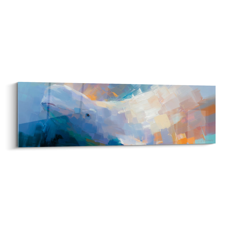 Tableau Beluga bleu marine et ocre lumineux - Émergence polaire - Edition Beluga