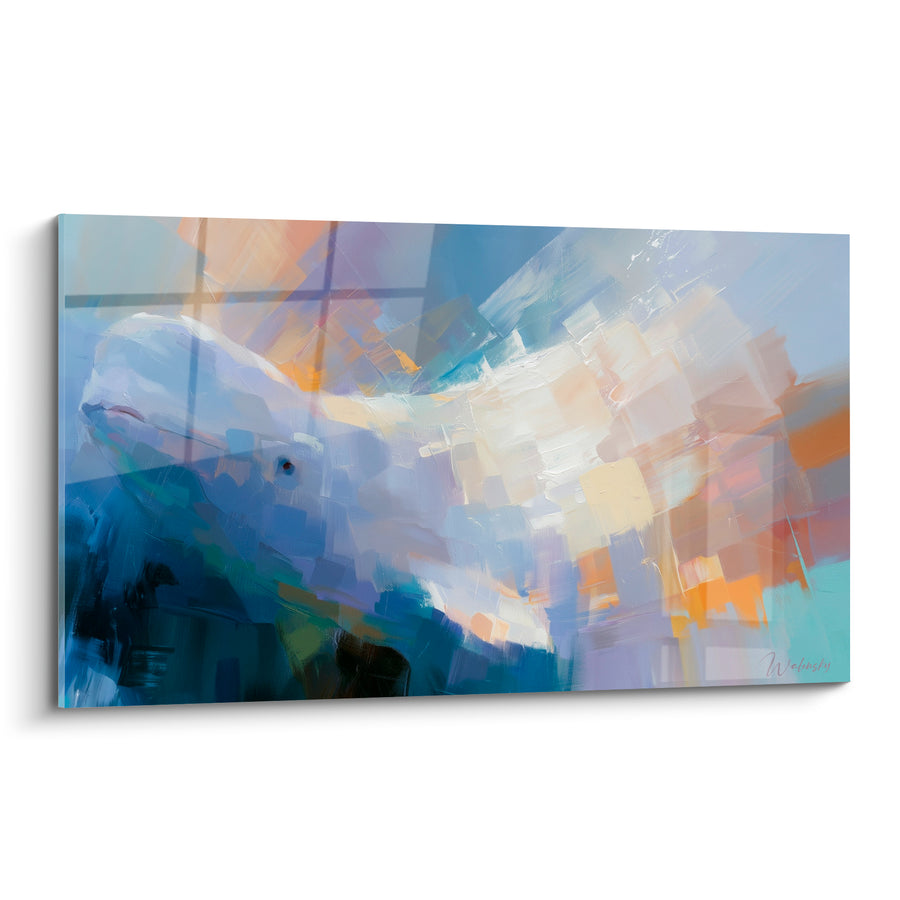 Tableau Beluga bleu marine et ocre fragmenté - Lumière fragmentée - Edition Beluga