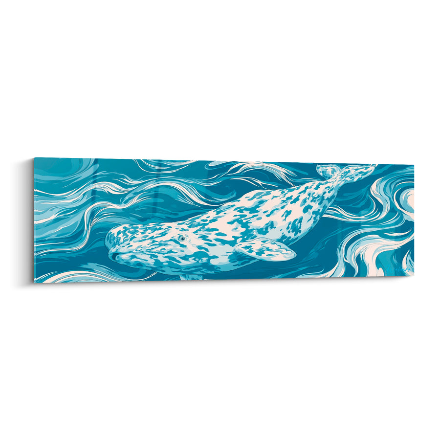 Tableau Beluga bleu pétrole et blanc tacheté marbré - Courants marins - Edition Beluga