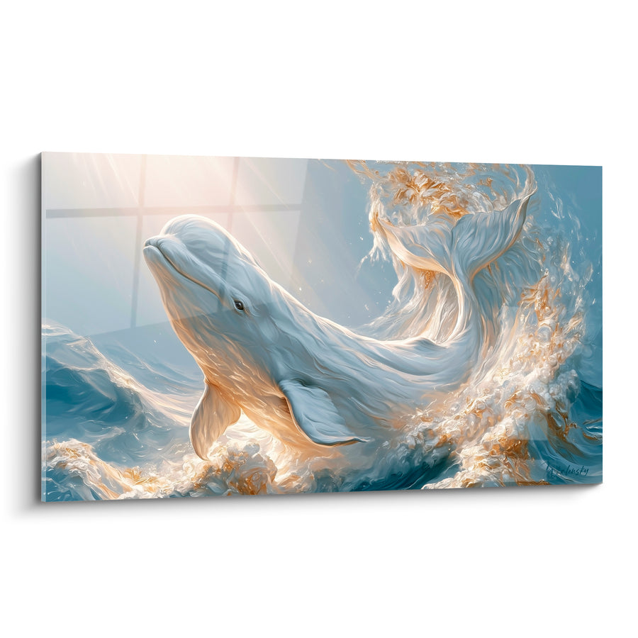 Tableau Beluga blanc et or rayons de fenêtre - Lumière vitrée - Edition Beluga