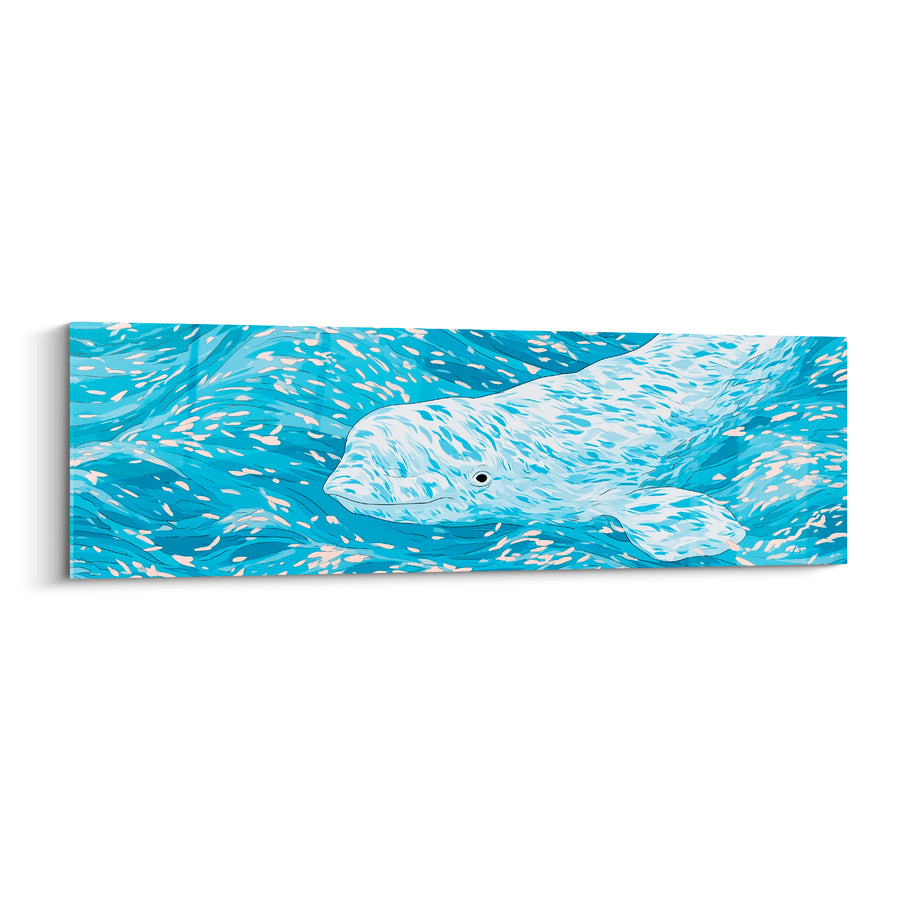 Tableau Beluga blanc et bleu turquoise vaguelettes miroitantes - Éclat cristallin - Edition Beluga