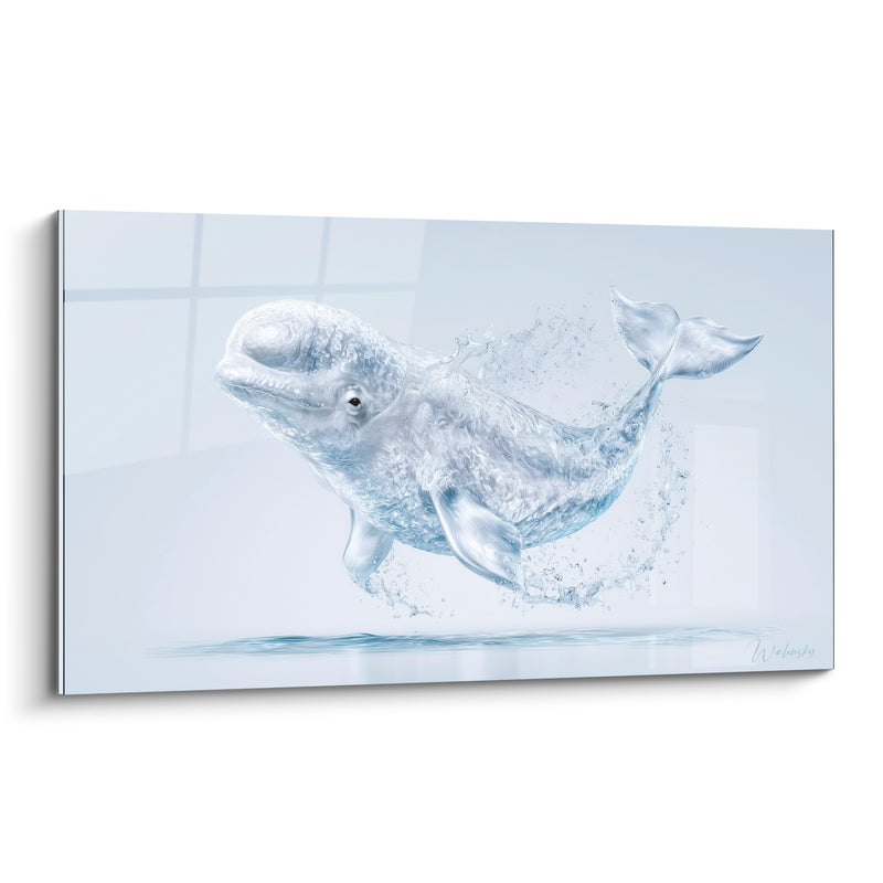 Tableau Beluga blanc argenté corps liquide translucide - Jaillissement cristallin - Edition Beluga
