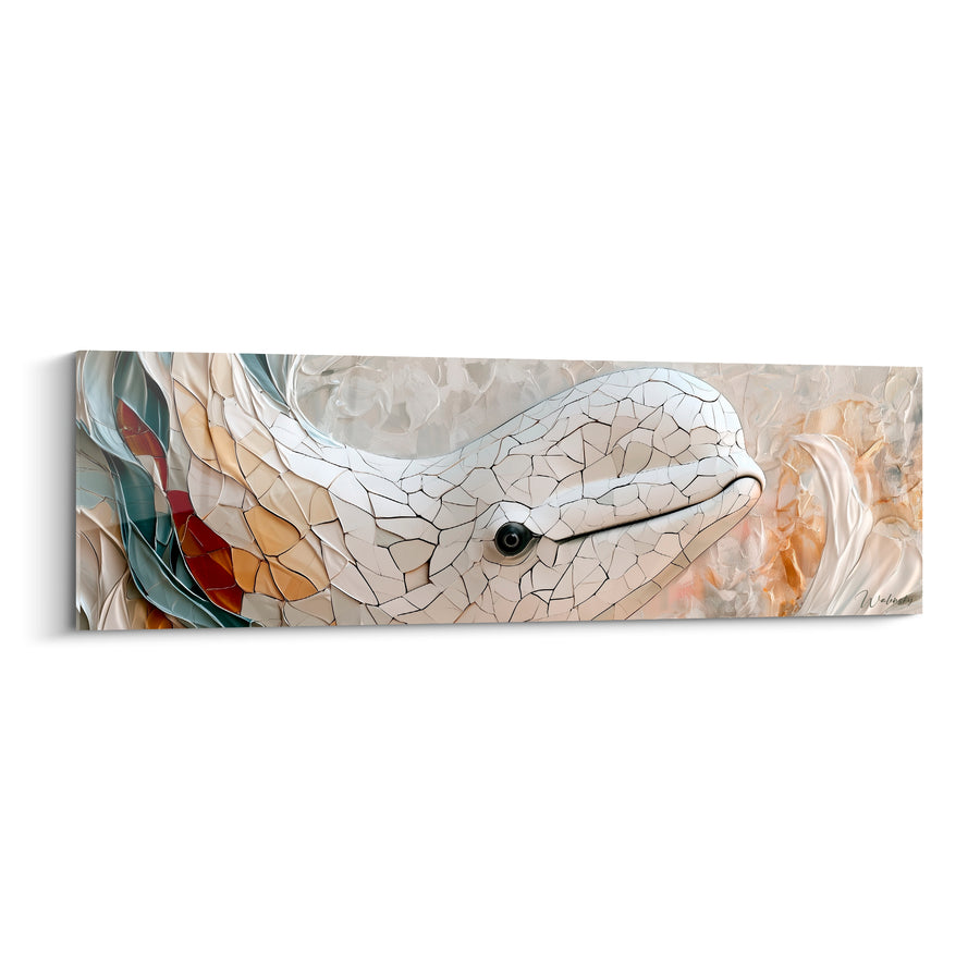 Tableau Beluga ivoire et ocre en fragments de mosaïque - Fragments de porcelaine - Edition Beluga