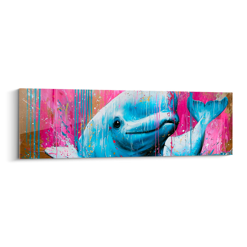 Tableau Beluga rose fuchsia et doré éclaboussé - Jaillissement lumineux - Edition Beluga