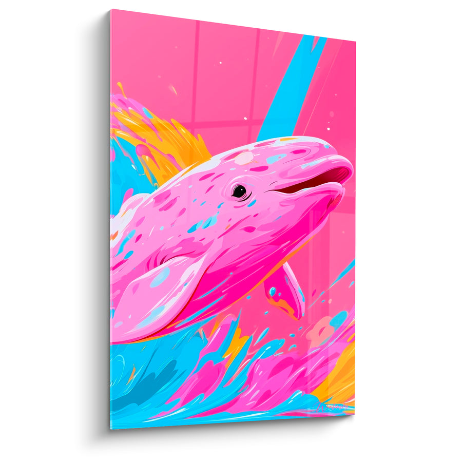 Tableau Beluga rose fuchsia et bleu éclaboussures - Éclaboussure de bonheur - Edition Beluga
