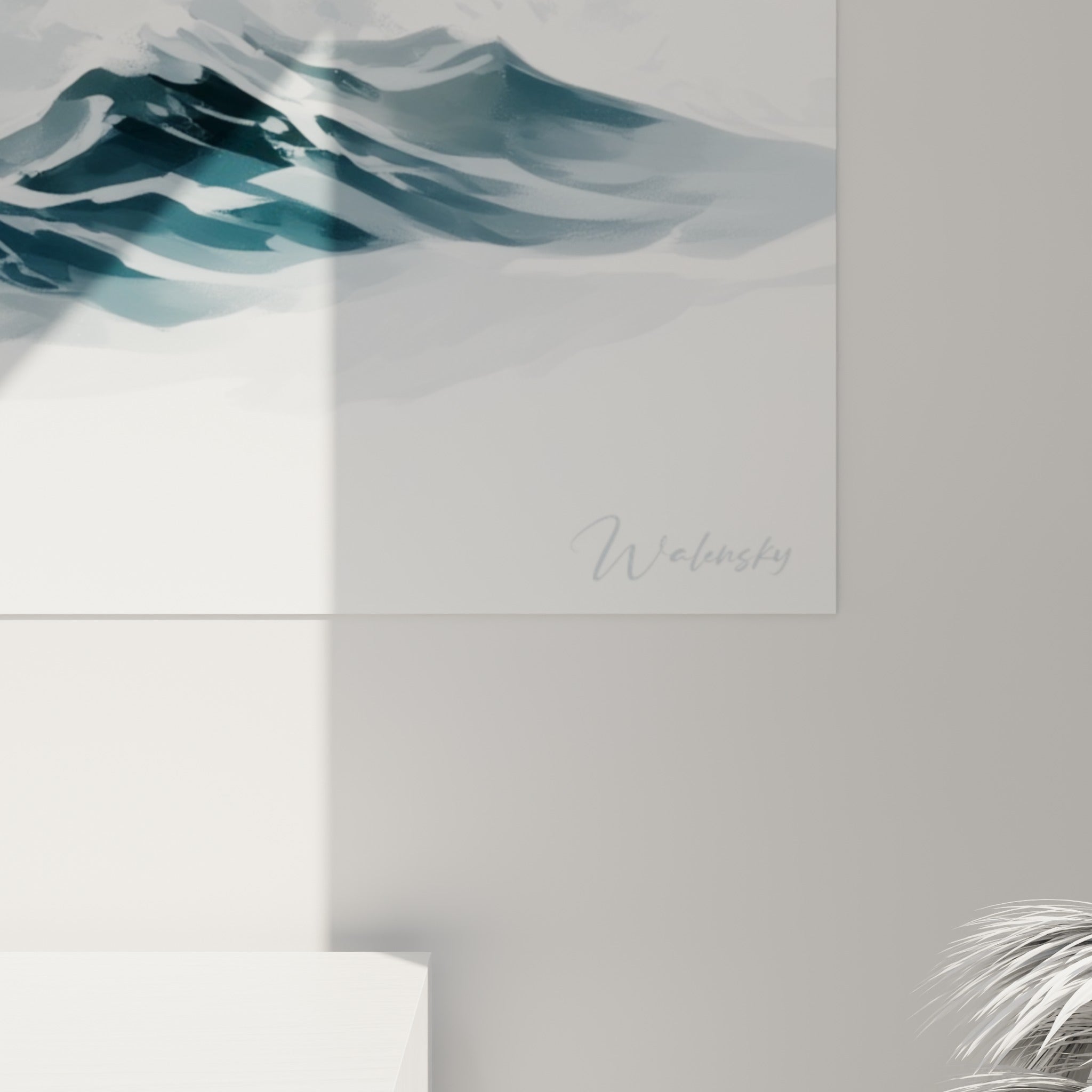 Empâtements aquarelle visibles sur la peau tachetée du beluga, coulures grises et blanches entremêlées