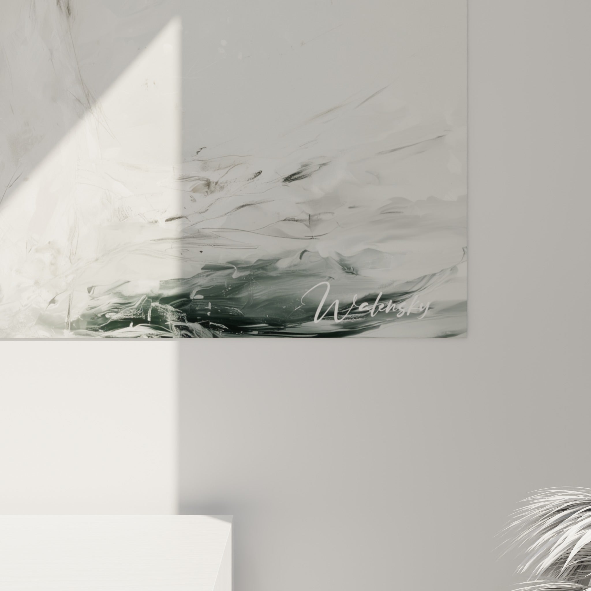 Empâtements blancs et gris capturant les coulures d'eau autour du regard du beluga
