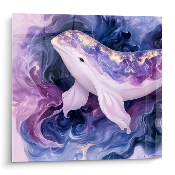 Cuadro Beluga violeta y dorado remolino mármol - Sueño abisal - Edición Beluga