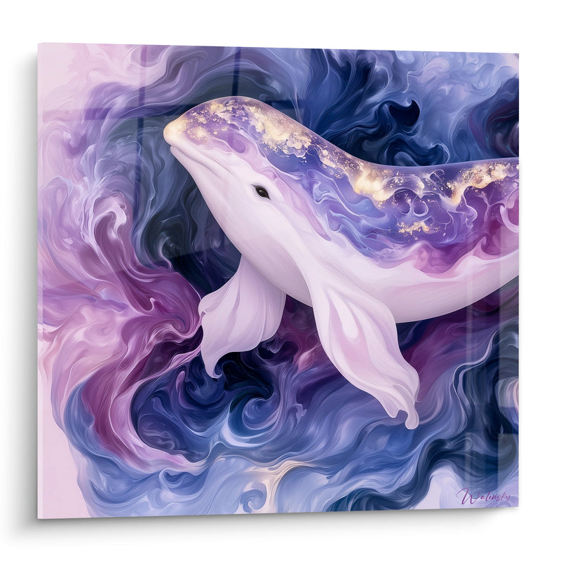 Tableau Beluga violet et doré tourbillon marbré - Songe abyssal - Edition Beluga