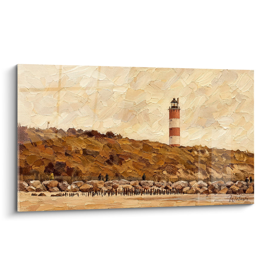 Striped Lighthouse Painting Red and White on Dune - Coastal Watch - Berck Hauts-de-France Edition