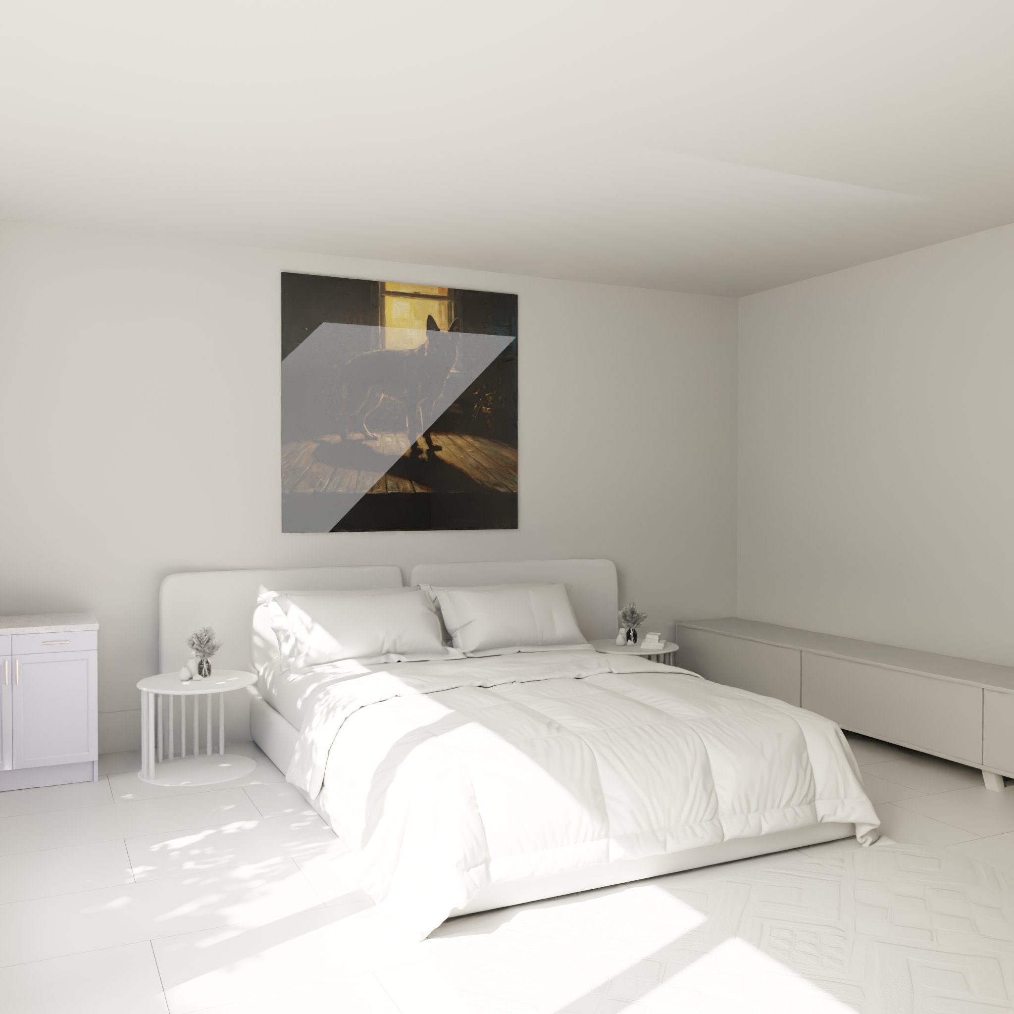 deutscher-schaferhund-gemälde-schlafzimmer-warme-atmosphäre-wanddekoration-braun-gold-tierkunst