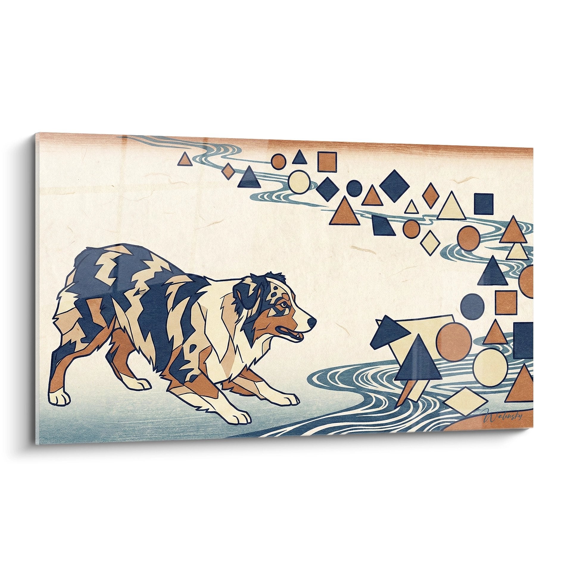 tableau berger americain miniature en mouvement formes geometriques colorees style moderne abstrait