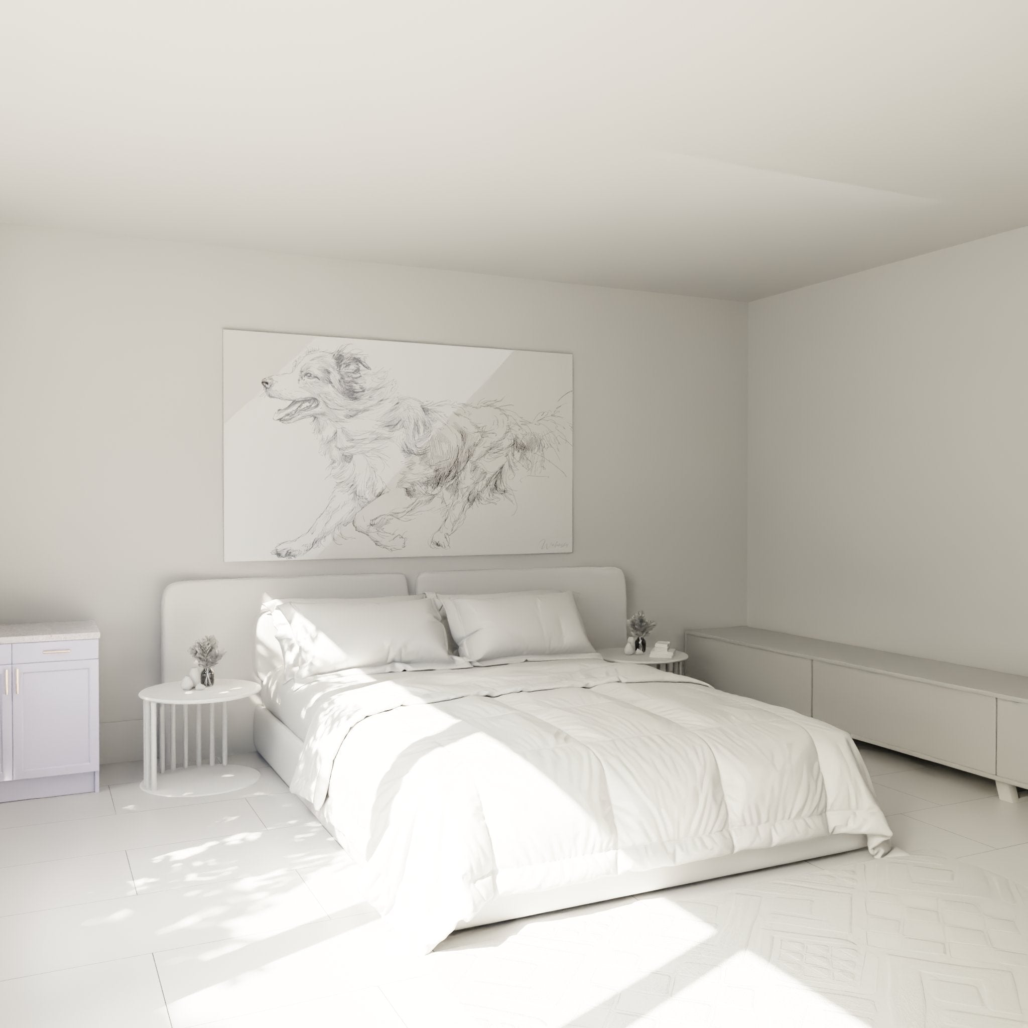 Australian shepherd sketch pencil drawing wall art bedroom decoration dog