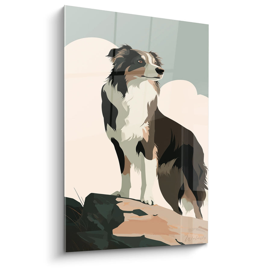 Tableau Berger Australien Tricolore sur Rocher - Portrait Majestueux - Edition Tableau Berger Australien