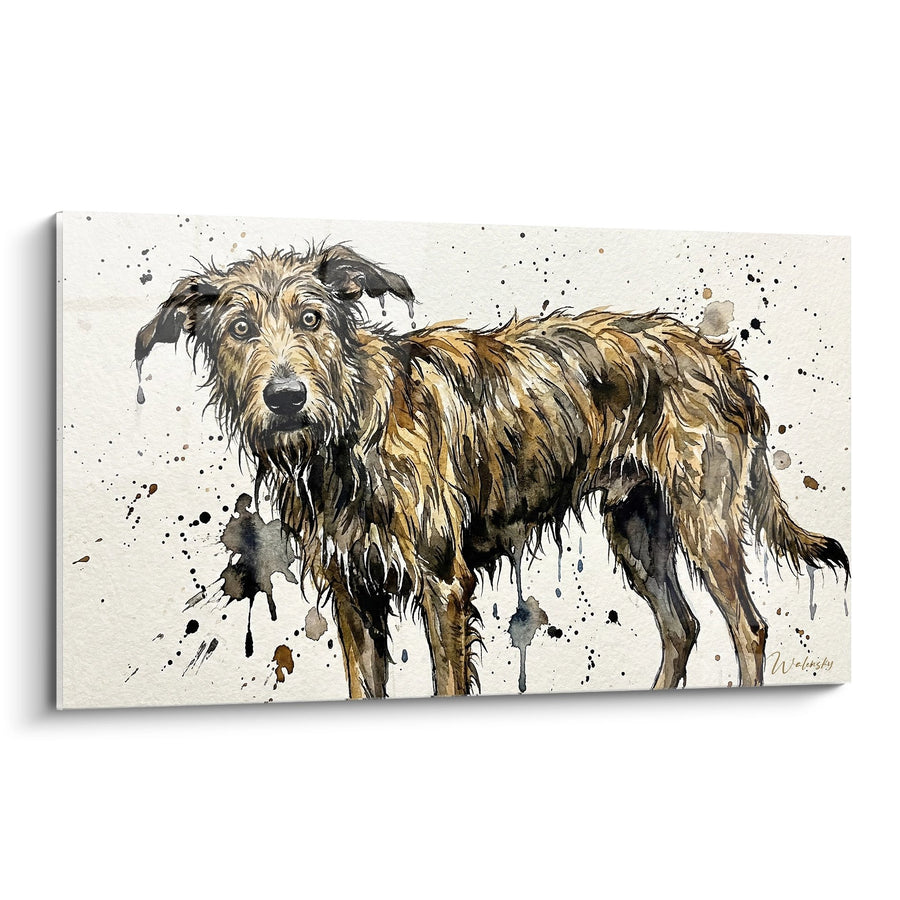 Tableau Chien Trempé aux Éclaboussures Aquarelle - Regard Mouillé - Edition Berger Picard