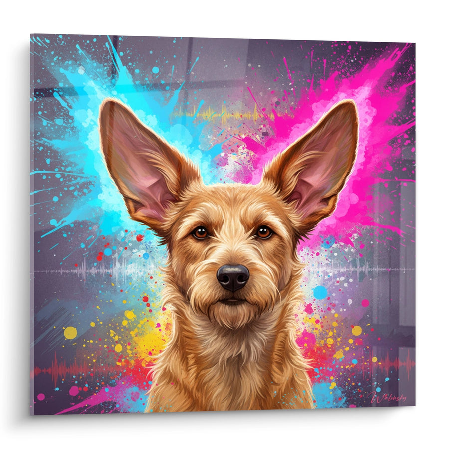 Tableau Chien aux Grandes Oreilles sur Fond Multicolore Éclatant - Explosion Artistique - Edition Berger Picard