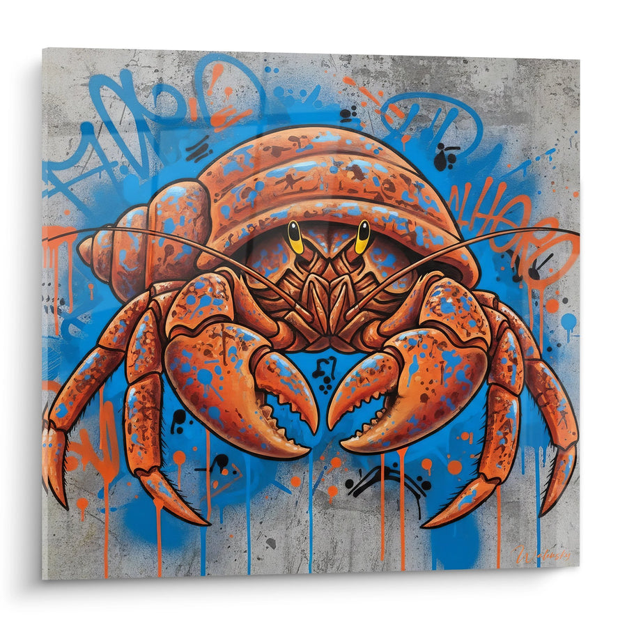 Tableau Bernard-l'hermite Orange et Bleu Style Graffiti - Art Urbain Coloré - Edition Bernard-l'hermite