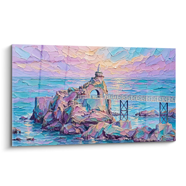 Tableau Rocher de la Vierge passerelle turquoise - Lumière du large - Edition Biarritz  Nouvelle-Aquitaine France