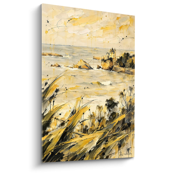 Tableau Villa côtière aux herbes dorées et grises - Vent sur la dune - Edition Biarritz  Nouvelle-Aquitaine France