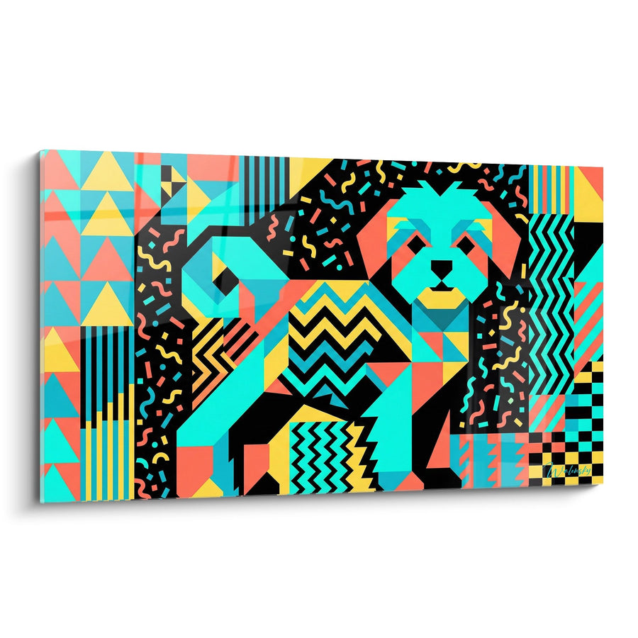 Tableau Bichon Maltais Géométrique Multicolore - Explosion Artistique - Edition Bichon Maltais