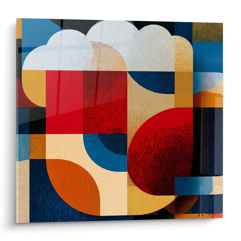 Tableau Composition abstraite rouge et bleu marine - Éclat festif - Edition Bière