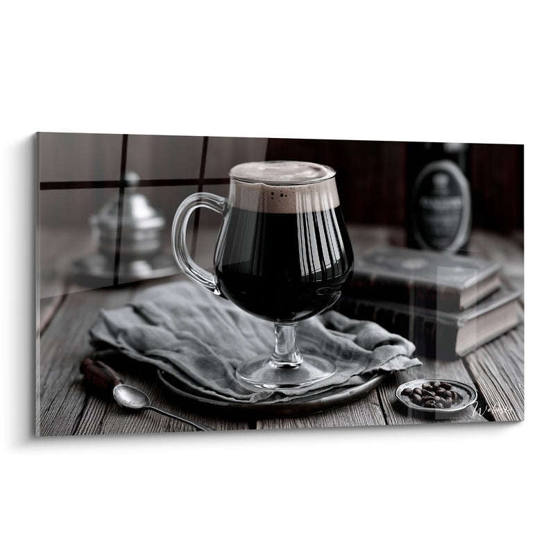 Tableau Verre à bière brune et mousse crémeuse - Pause taverne - Edition Bière