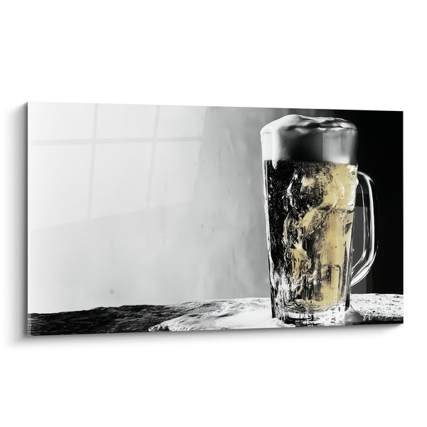 Cuadro Copa Helada Dorada y Negra - Frescura Helada - Edición Cerveza