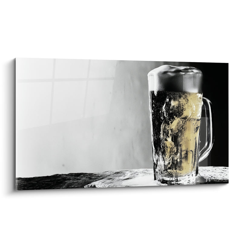 Tableau Chope givrée dorée et noire - Fraîcheur givrée - Edition Bière