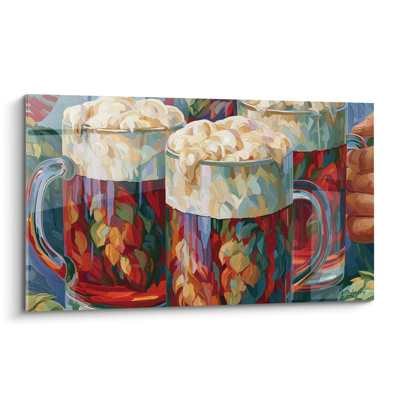 Tableau Chopes rouges et vertes à mousse crémeuse - Instant de partage - Edition Bière