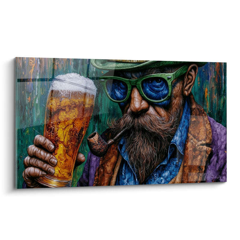 Tableau Homme barbu à la pinte dorée - Pause du soir - Edition Bière