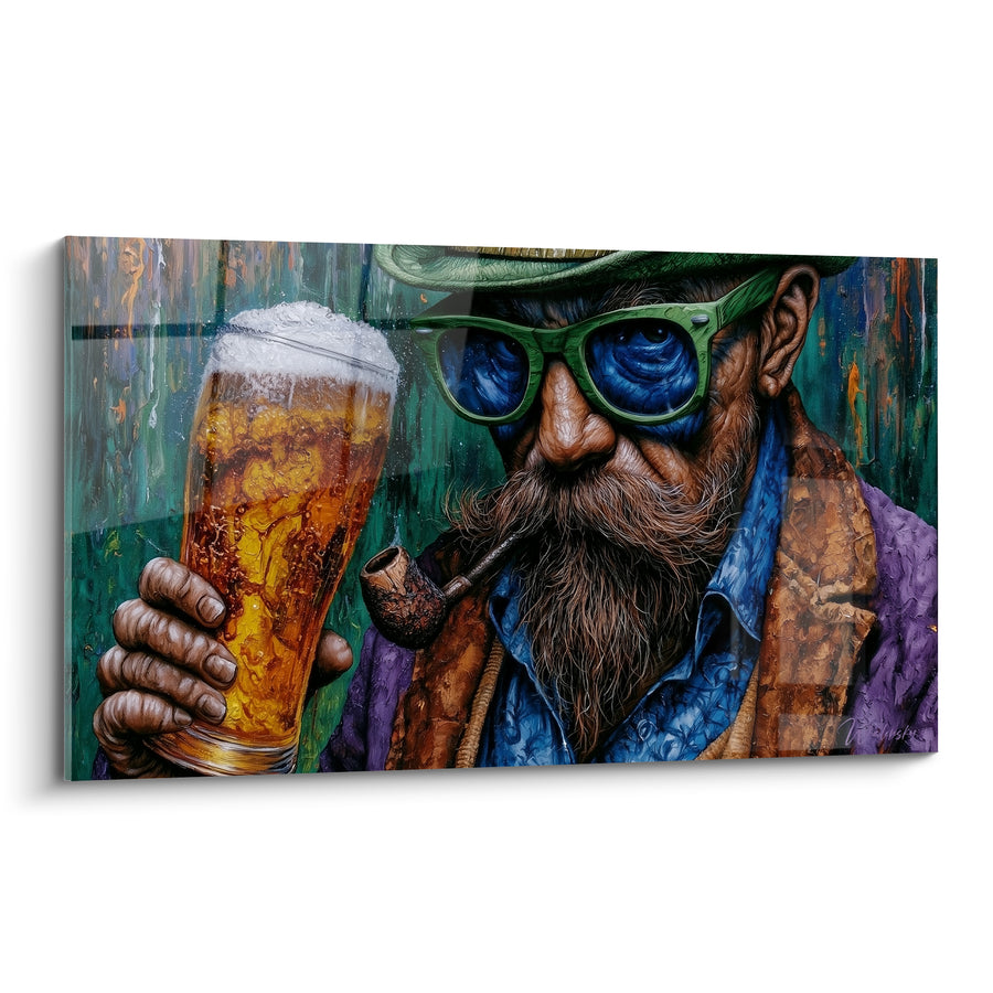 Tableau Homme barbu à la pinte dorée - Pause du soir - Edition Bière