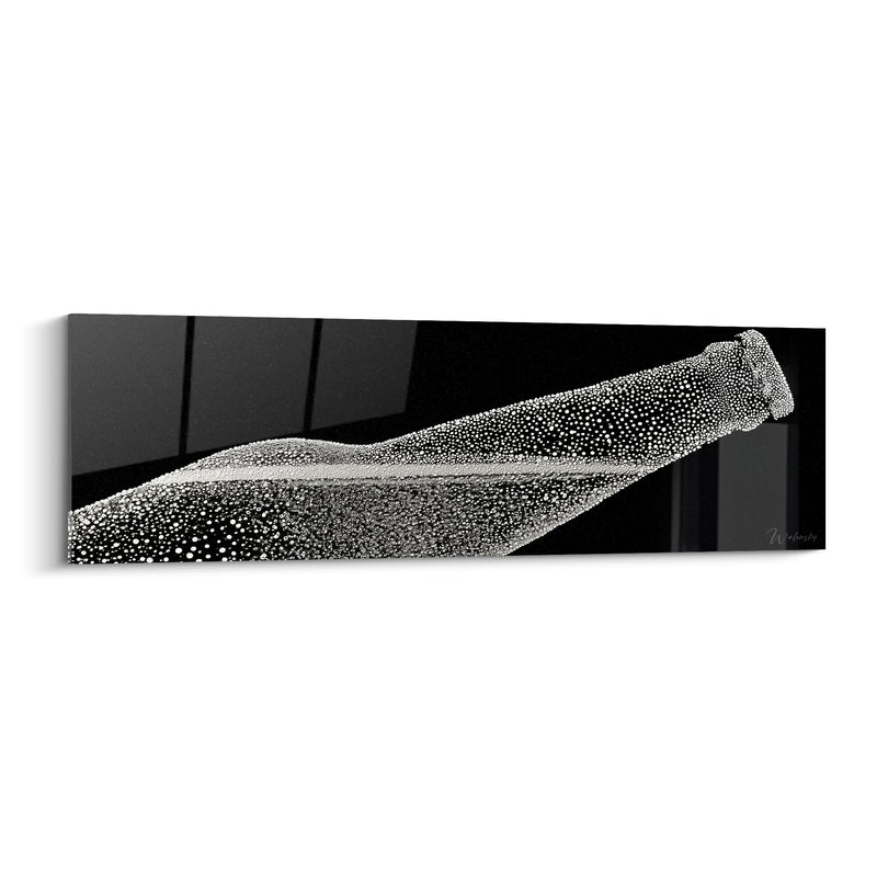 Tableau Bouteille noire et blanche couverte de buée - Gouttelettes de condensation - Edition Bière