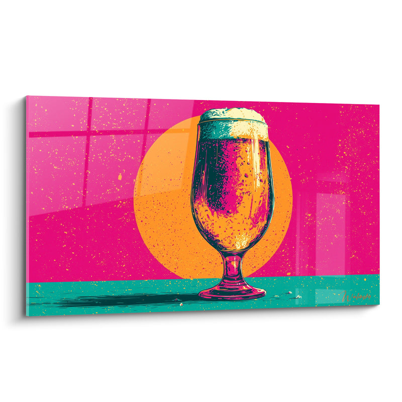 Tableau Verre de bière rose et orange - Trinquage éclatant - Edition Bière