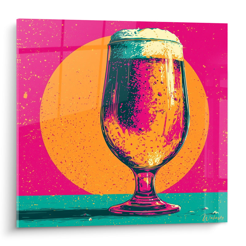 Tableau Verre à bière rose et orange éclatant - Éclat de fraîcheur - Edition Bière