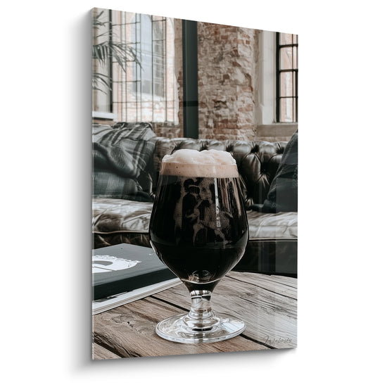 Tableau Verre à pied stout noir mousse crème - Pause feutrée - Edition Bière