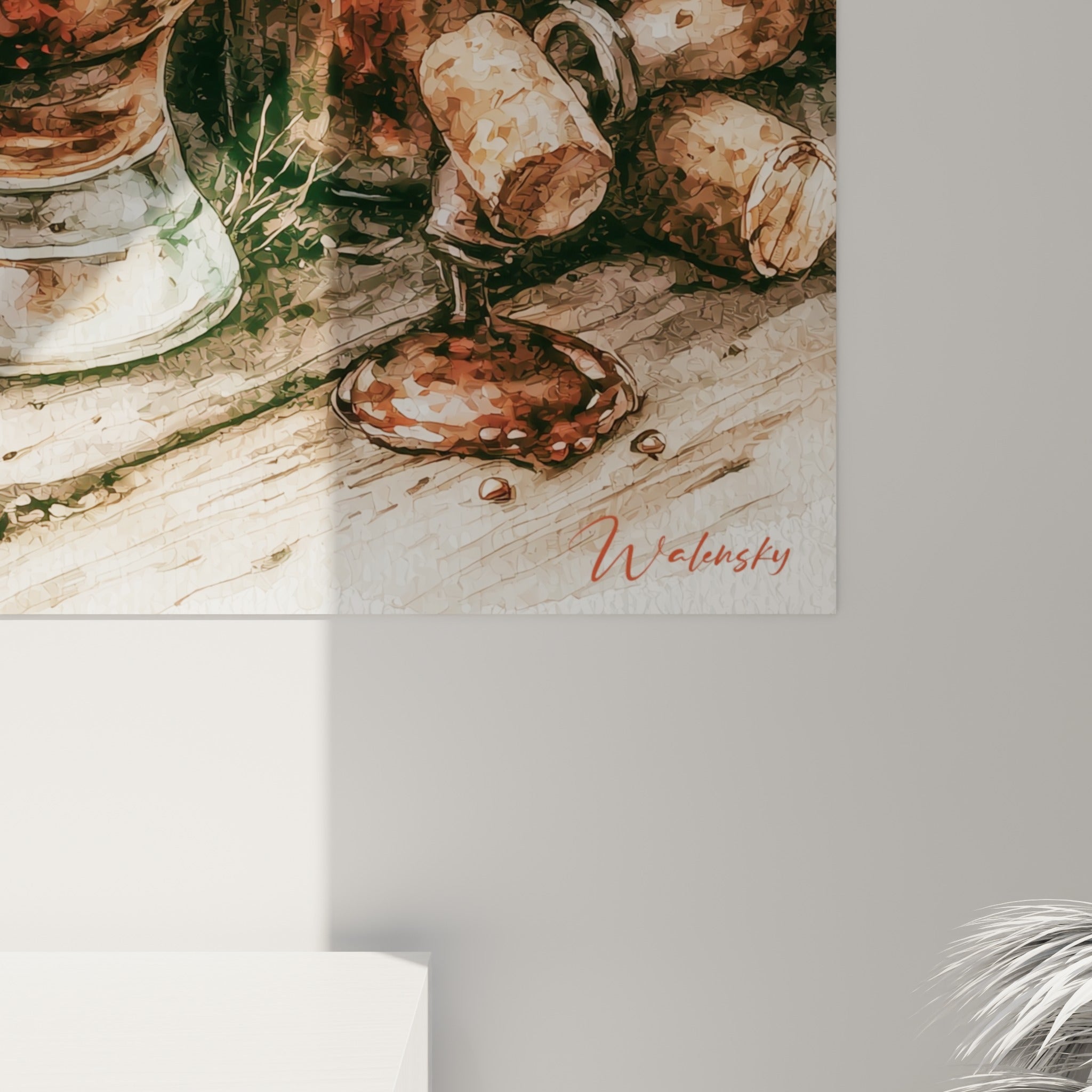 Coulures aquarelle brunes et dorées révélant le grain du papier et la texture de la mousse blanche