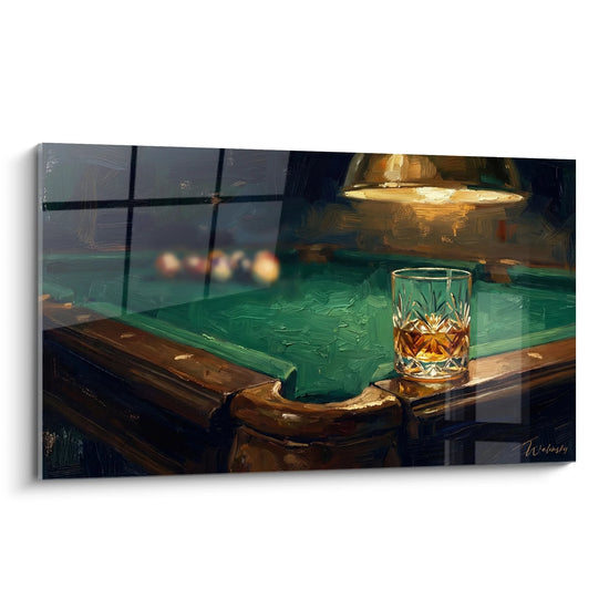 Cuadro Billar Whisky - Ambiente de Bar Nocturno - Edición Billares