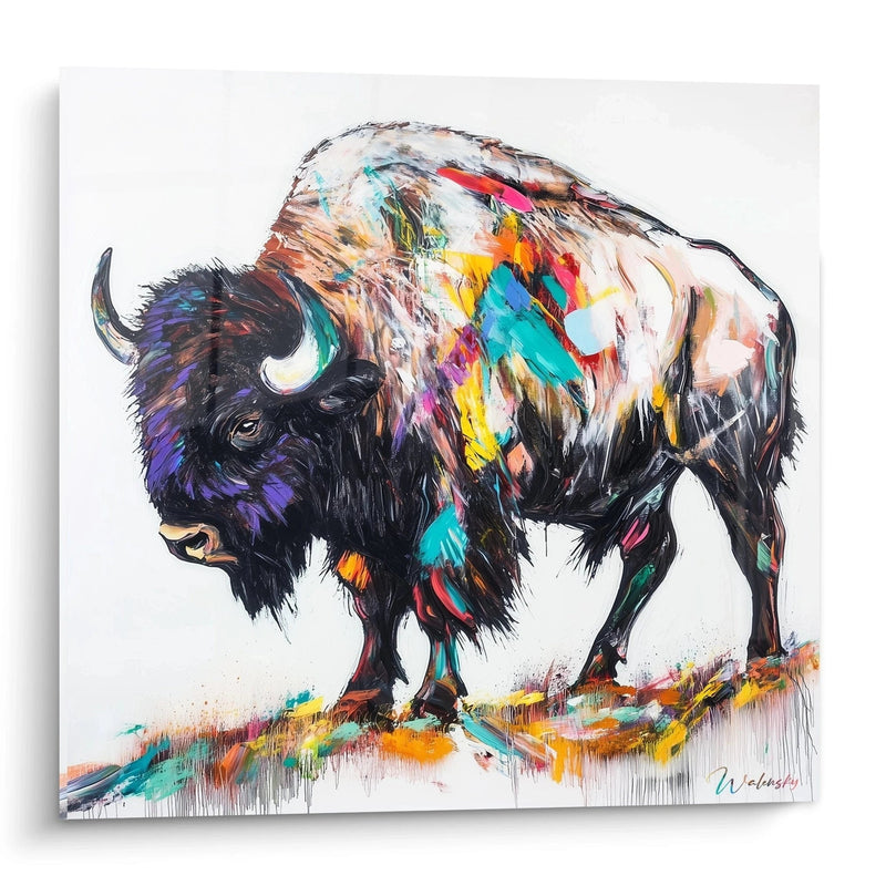 Rainbow Storm Bison Wall Art - Bison Edition
