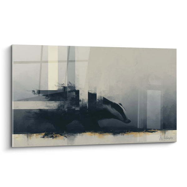 Badger Painting in Anthracite with Beige Vertical Stripes in Mist - Architectural Erasure - Badger Edition