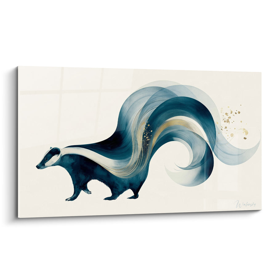 Tableau Blaireau bleu marine à traînée dorée - Souffle en suspens - Edition Blaireau